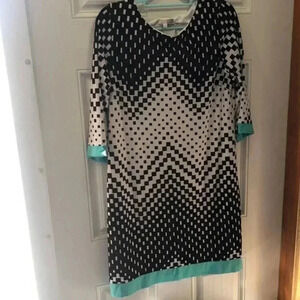 Dress size 16 plus size black, white‎ with robin’s egg blue accents